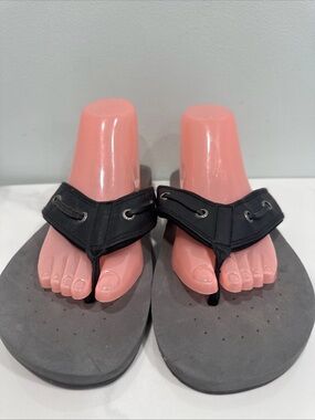 Black Suede Thong Sandals - Comfortable Slide size10